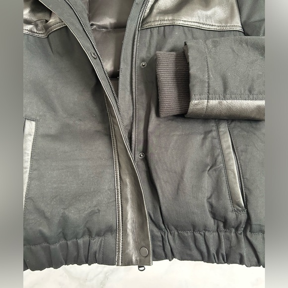 DANIER Down Filled Leather Accent Bomber w Detachable Coyote Fur Hood Trim - Picture 5 of 17